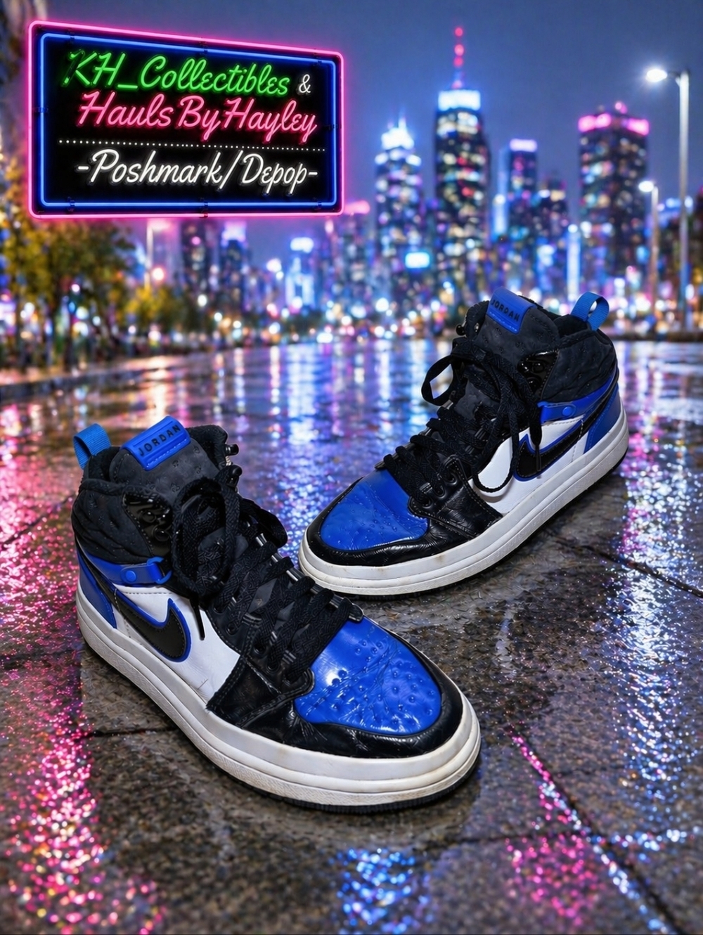 Nike Air Jordan 1 Acclimate Royal Toe Winter Sneaker Boot Women 10 Men 8.5 Blue